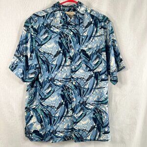 Vintage Silk Circa 1969 Men's Short-Sleeve Button-Up Shirt Size Large 100% Silk